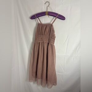 Dusty Rose Glitter Polka Dot Boho Cross back Mesh Fairy Midi Dress Size S-M